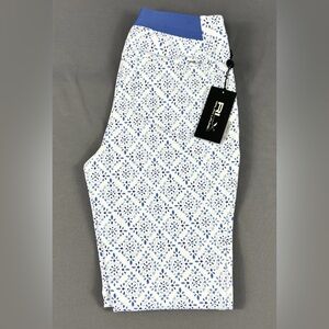 RLX Ralph Lauren Womens Golf Pants Printed 0 White Blue Nylon Spandex
